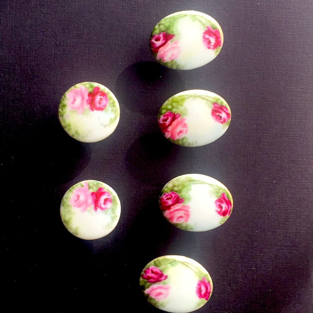 Hand painted porcelain Antique button studs